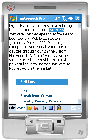 TextSpeech Pro for Windows Mobile Professional (Pocket PC)
