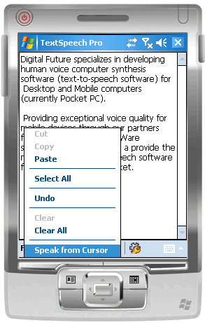 TextSpeech Pro for Windows Mobile Professional (Pocket PC)